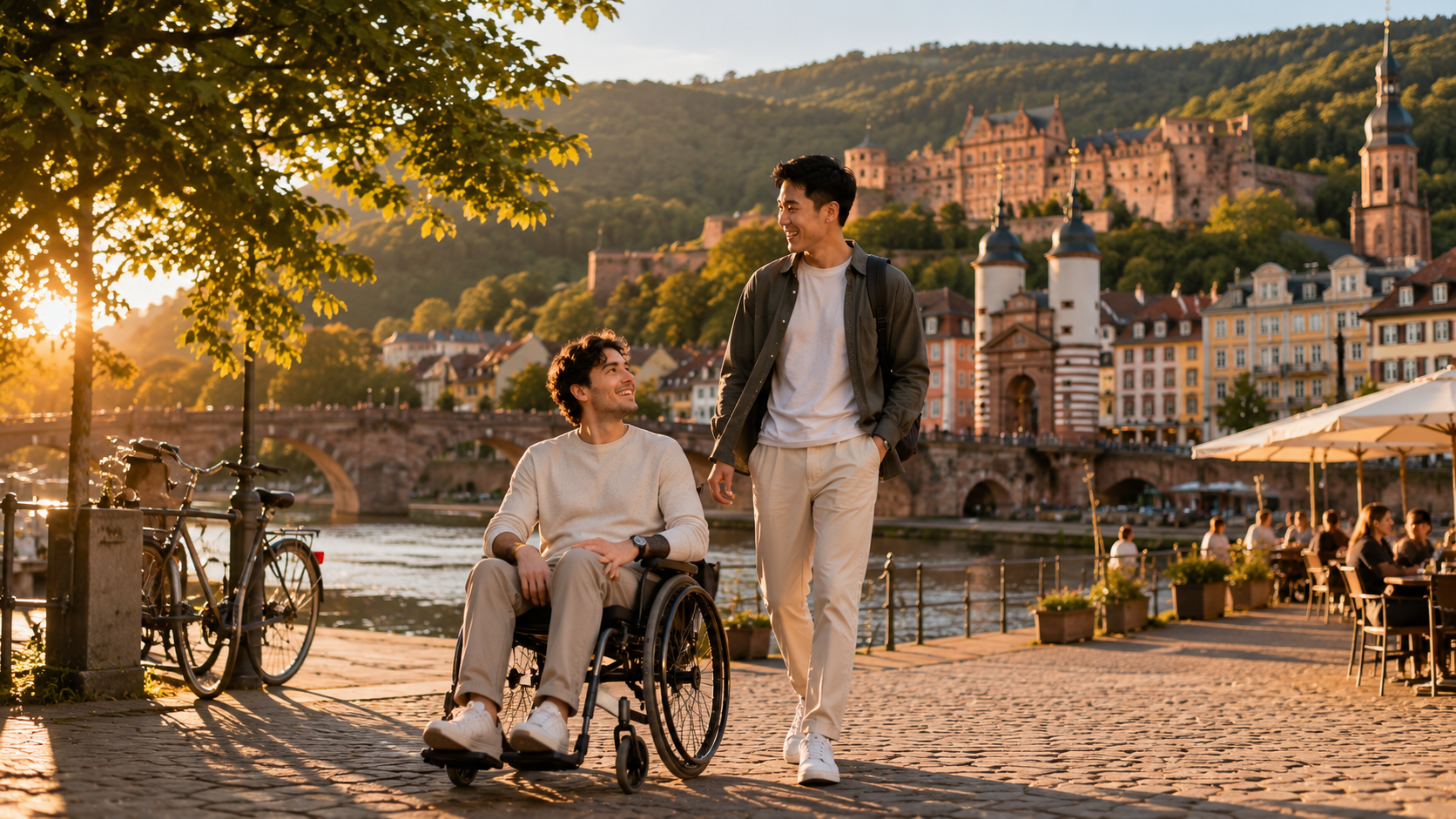 Parks und Neckar in Heidelberg